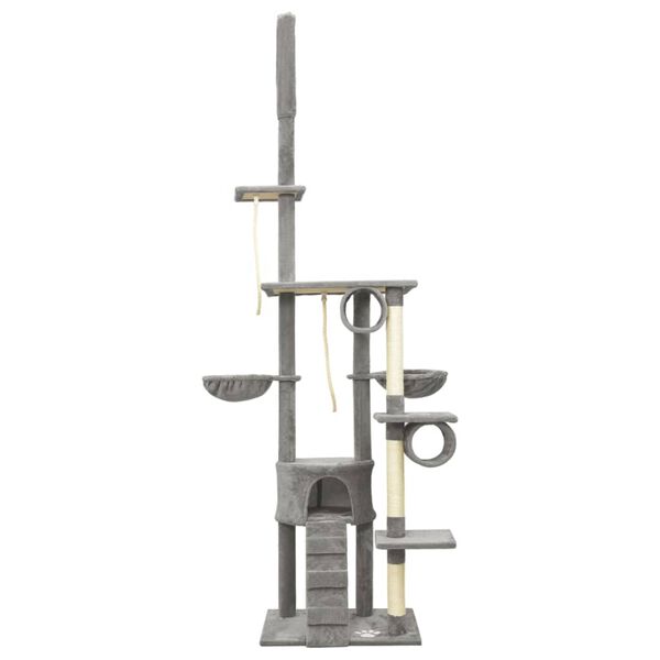 vidaXL &Scaron;krabadlo pro kočky od podlahy ke stropu &scaron;ed&eacute; 220&ndash;240 cm