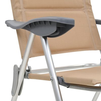 vidaXL Kempingové židle 2 ks krémové 58 x 69 x 111 cm hliník