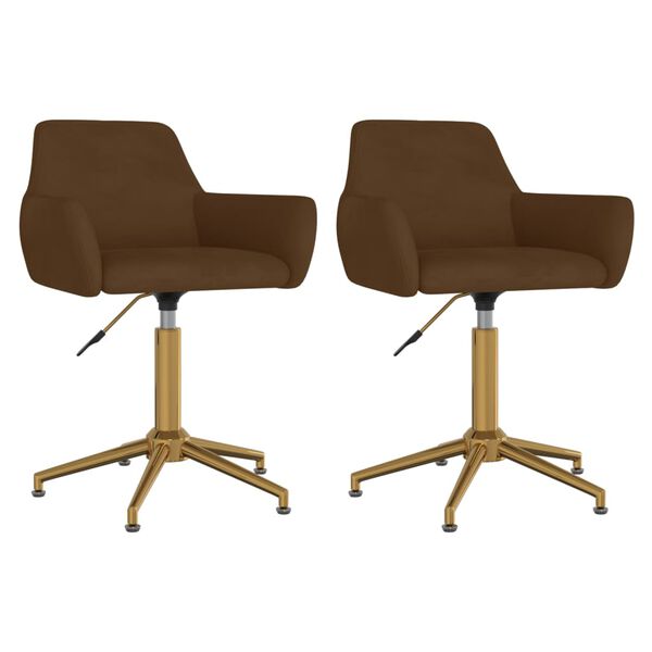 vidaXL Otočn&eacute; j&iacute;deln&iacute; židle 2 ks hněd&eacute; samet