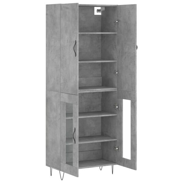 vidaXL Skř&iacute;ň highboard betonově &scaron;ed&aacute; 69,5x34x180 cm kompozitn&iacute; dřevo
