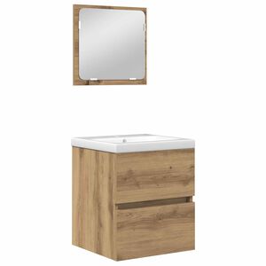 vidaXL Sada koupelnov&eacute;ho n&aacute;bytku 2 ks Ťuh&yacute;k dub a b&iacute;l&aacute; 42 x 39 x 45 cm