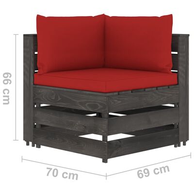 vidaXL 8dílná zahradní sedací souprava podušky šedě impregnované dřevo