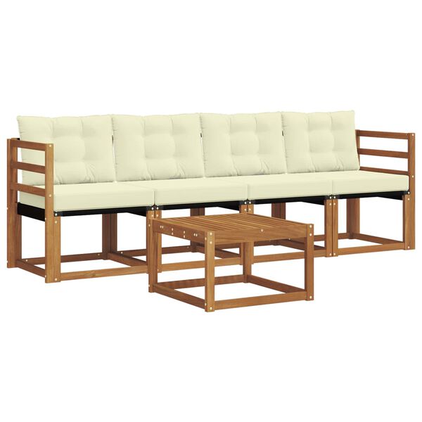 vidaXL Venkovn&iacute; pohovkov&aacute; souprava 5 pcs Přirozen&aacute; a Kr&eacute;mov&aacute;