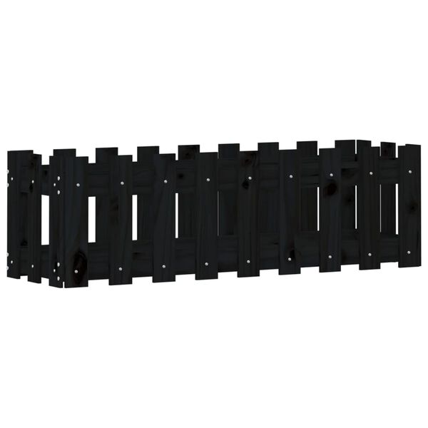 vidaXL Vyv&yacute;&scaron;en&yacute; z&aacute;hon plotov&yacute; design čern&yacute; 100x30x30 cm masiv borovice