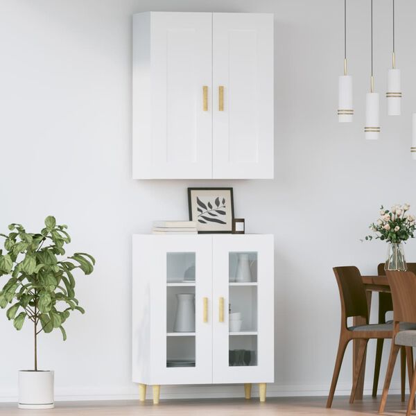 vidaXL Skř&iacute;ň highboard b&iacute;l&aacute; 69,5 x 34 x 180 cm kompozitn&iacute; dřevo