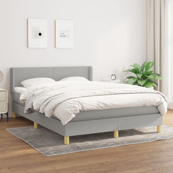vidaXL Box spring postel s matrac&iacute; světle &scaron;ed&aacute; 140 x 190 cm textil