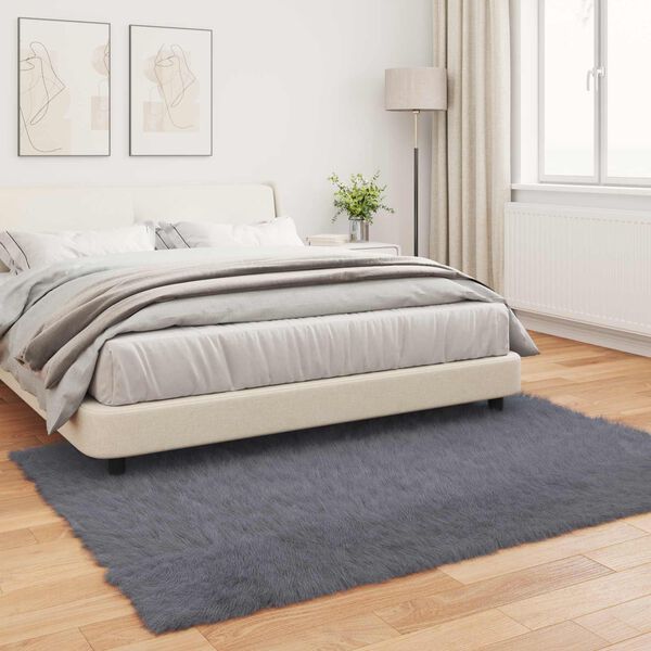vidaXL Uměl&yacute; ovč&iacute; koberec Tafalla Antracit 140 x 200 cm Polyester