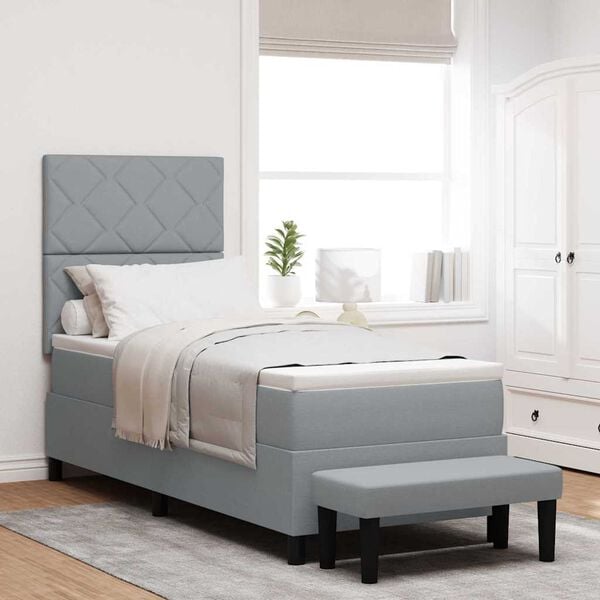 vidaXL Postel s boxspringem s čelo Světle &scaron;ed&aacute; 80 x 200 cm textil