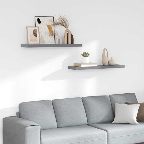 vidaXL Plovouc&iacute; n&aacute;stěnn&eacute; police 2 ks &scaron;ed&eacute; 90 x 23,5 x 3,8 cm MDF