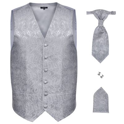 Pánská paisley svatební vesta a doplňky velikost 50 stříbrná