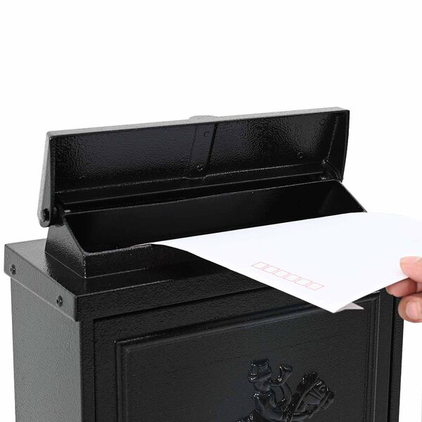 vidaXL N&aacute;stěnn&aacute; po&scaron;tovn&iacute; schr&aacute;nka s &uacute;loži&scaron;těm Čern&aacute; 29 x 13 x 41 cm