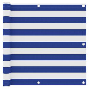 vidaXL Balk&oacute;nov&aacute; z&aacute;stěna b&iacute;l&aacute; a modr&aacute; 90 x 600 cm oxfordsk&aacute; l&aacute;tka