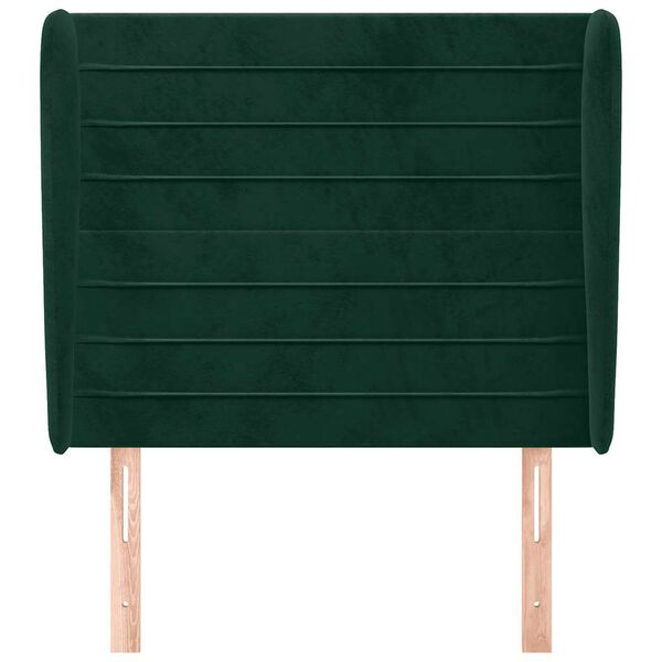 vidaXL Čelo postele typu u&scaron;&aacute;k tmavě zelen&eacute; 83 x 23 x 118/128 cm samet