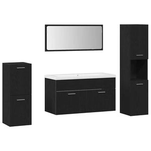 vidaXL Sada koupelnov&eacute;ho n&aacute;bytku 5 pcs Čern&yacute; dub kompozitn&iacute; dřevo