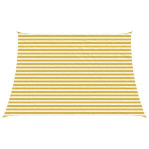 vidaXL Slunečn&iacute; plachta Žlut&aacute; a b&iacute;l&aacute; 4 / 5 x 3 m HDPE