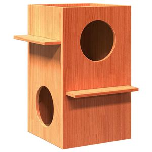 vidaXL Kočič&iacute; domeček voskově hněd&aacute; 43x43x60 cm masivn&iacute; borov&eacute; dřevo