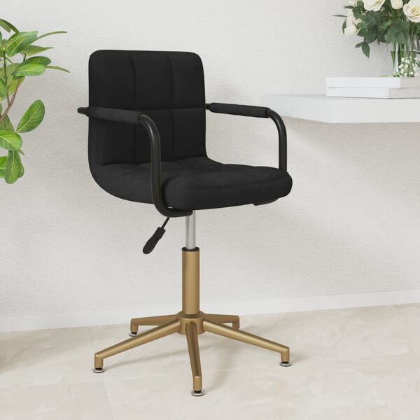 vidaXL Otočn&aacute; j&iacute;deln&iacute; židle čern&aacute; samet