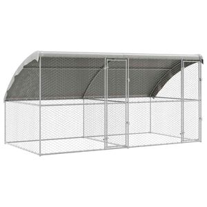 vidaXL Ps&iacute; kennel s &uacute;loži&scaron;těm 2 pcs Stř&iacute;brn&aacute; 4 x 2 x 2 m Ocel