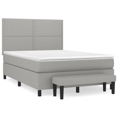 vidaXL Box spring postel s matrací světle šedá 140 x 190 cm textil