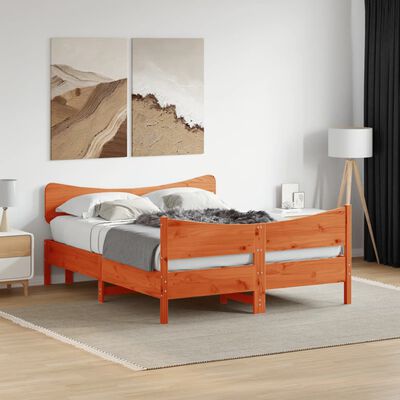 vidaXL Rám postele s čelem voskově hnědý 140 x 200 cm masivní borovice