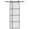 vidaXL Posuvn&eacute; dveře s kov&aacute;n&iacute;m 76x205 cm ESG sklo a hlin&iacute;k