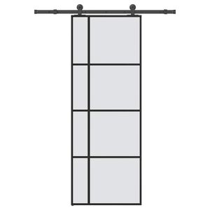 vidaXL Posuvn&eacute; dveře s kov&aacute;n&iacute;m 76x205 cm ESG sklo a hlin&iacute;k