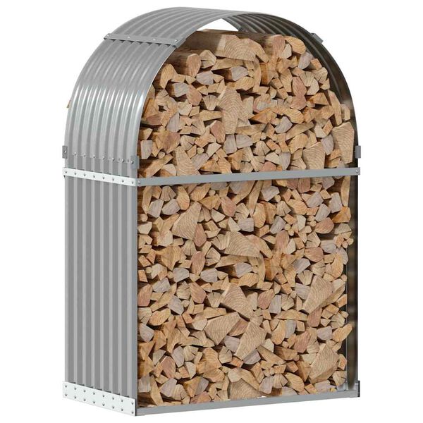 vidaXL Stojan na dřevo světle &scaron;ed&yacute; 80 x 45 x 120 cm pozinkovan&aacute; ocel