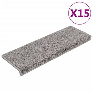 vidaXL Schodov&eacute; rohože 15 ks 65 x 21 x 4 cm &scaron;ed&eacute; s obd&eacute;ln&iacute;kov&yacute;m okrajem