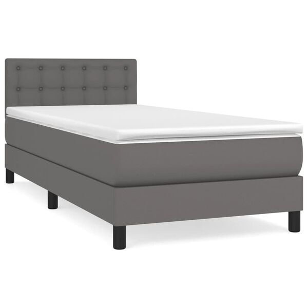 vidaXL Box spring postel s matrací šedá 80 x 200 cm umělá kůže