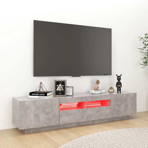 vidaXL TV skř&iacute;ňka s LED osvětlen&iacute;m betonově &scaron;ed&aacute; 180 x 35 x 40 cm