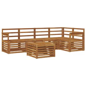 vidaXL Rohov&aacute; sofa sada 6 pcs Př&iacute;rodn&iacute; Masivn&iacute; ak&aacute;tov&eacute; dřevo
