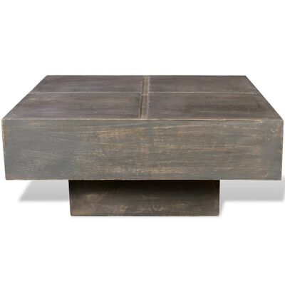vidaXL Konferenční stolek z mangovníkového dřeva čtvercový tmavě hnědý