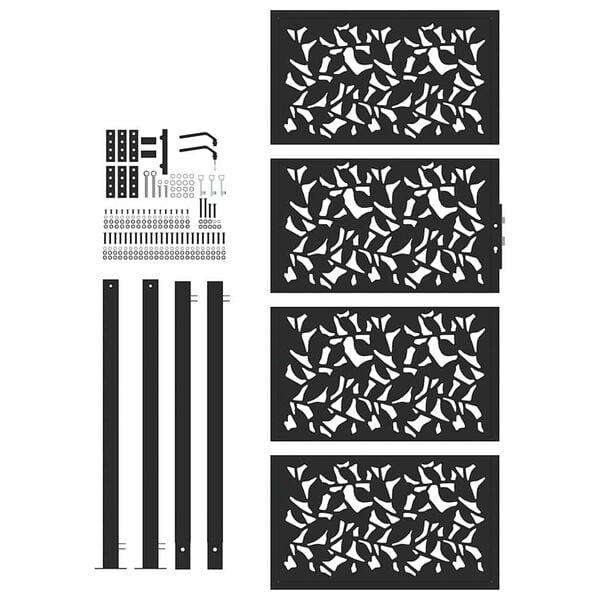 vidaXL Zahradní brána černá 100 x 200 cm ocelový design křídla