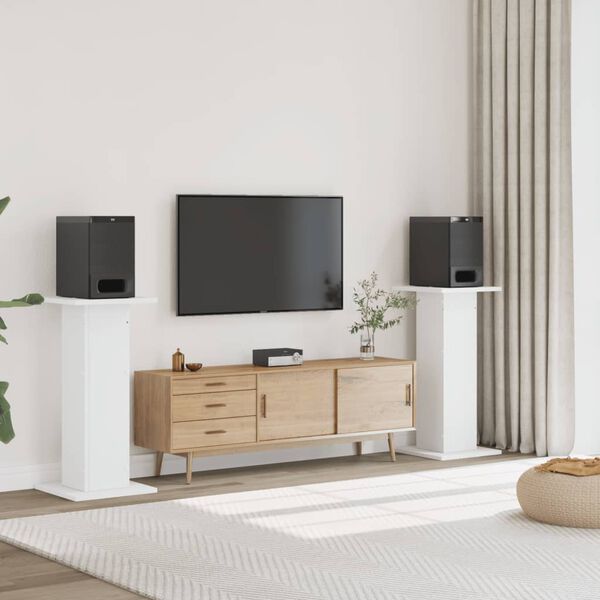 vidaXL Stojany na reproduktory 2 ks b&iacute;l&eacute; 30x30x95 cm kompozitn&iacute; dřevo
