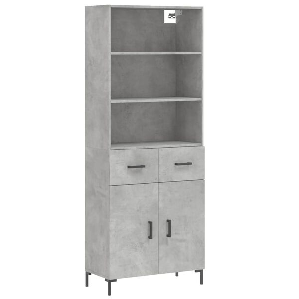vidaXL Skř&iacute;ň highboard betonově &scaron;ed&aacute; 69,5x34x180 cm kompozitn&iacute; dřevo