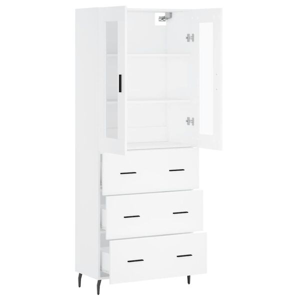vidaXL Skř&iacute;ň highboard b&iacute;l&aacute; 69,5 x 34 x 180 cm kompozitn&iacute; dřevo