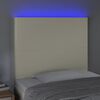 vidaXL Čelo postele s LED kr&eacute;mov&eacute; 90x5x118/128 cm uměl&aacute; kůže