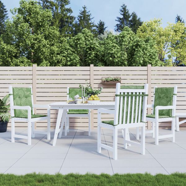 vidaXL Podu&scaron;ky na židli s n&iacute;zk&yacute;m opěradlem 4 ks vzor listů textil