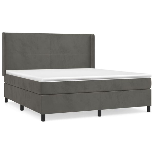 vidaXL Box spring postel s matrac&iacute; tmavě &scaron;ed&aacute; 160x200 cm samet