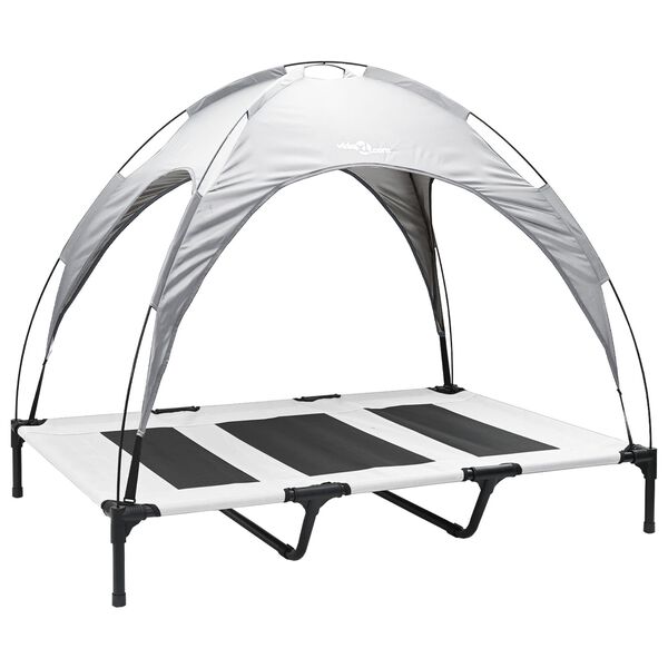 vidaXL Ps&iacute; postel Stř&iacute;brně &scaron;ed&aacute; 122 x 93 x 106,5 cm Ocel