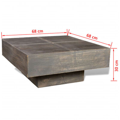 vidaXL Konferenční stolek z mangovníkového dřeva čtvercový tmavě hnědý