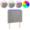 vidaXL Čelo postele s LED světle &scaron;ed&eacute; 103 x 16 x 118/128 cm samet