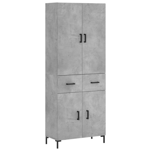 vidaXL Skř&iacute;ň highboard betonově &scaron;ed&aacute; 69,5x34x180 cm kompozitn&iacute; dřevo