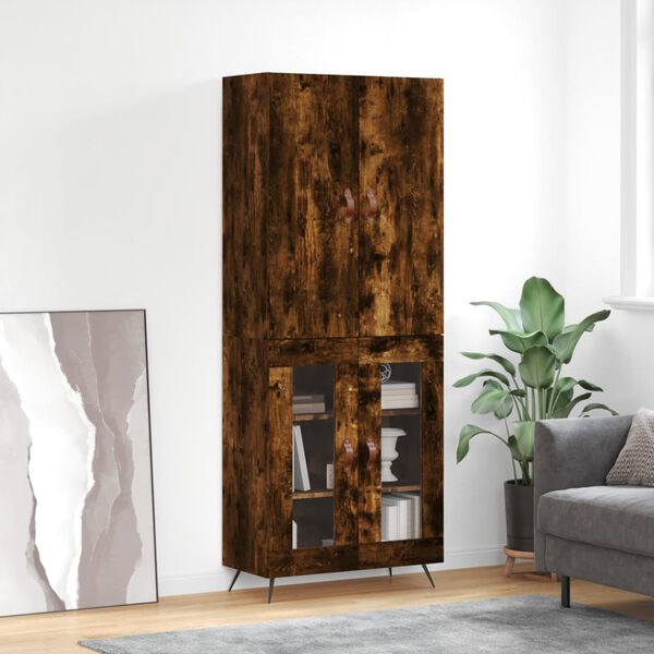 vidaXL Skř&iacute;ň highboard kouřov&yacute; dub 69,5 x 34 x 180 cm kompozitn&iacute; dřevo