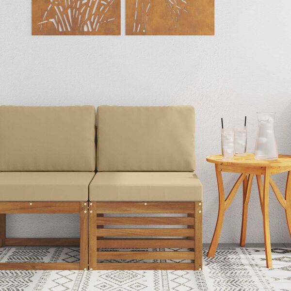 vidaXL Venkovn&iacute; středn&iacute; pohovka Masivn&iacute; ak&aacute;tov&eacute; dřevo Př&iacute;rodn&iacute;