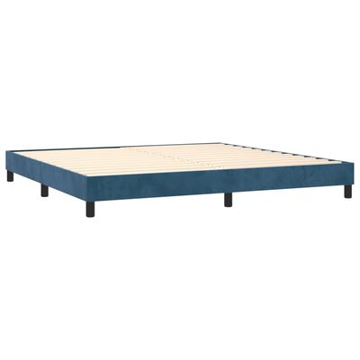 vidaXL Box spring postel s matrací a LED tmavě modrá 200x200 cm samet