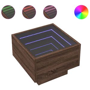 vidaXL Nočn&iacute; stolek s Infinity LED hněd&yacute; dub 40 x 40 x 30 cm