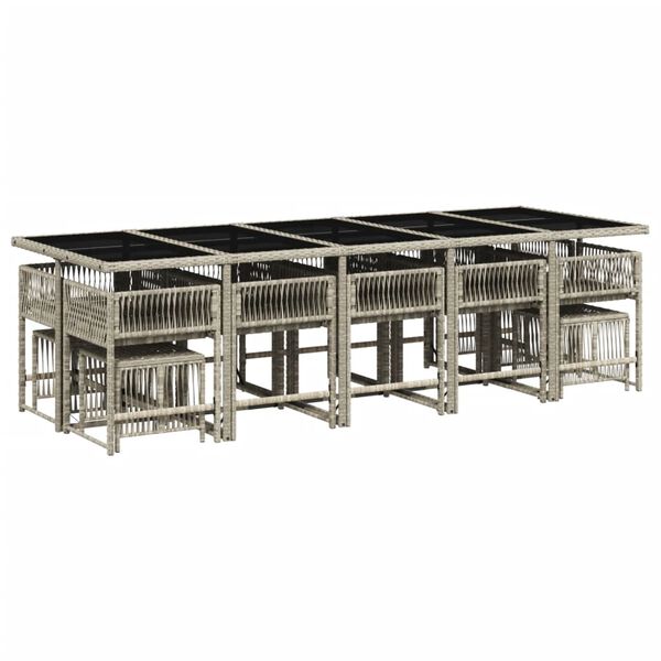 vidaXL 15d&iacute;ln&yacute; zahradn&iacute; j&iacute;deln&iacute; set s podu&scaron;kami světle &scaron;ed&yacute; polyratan