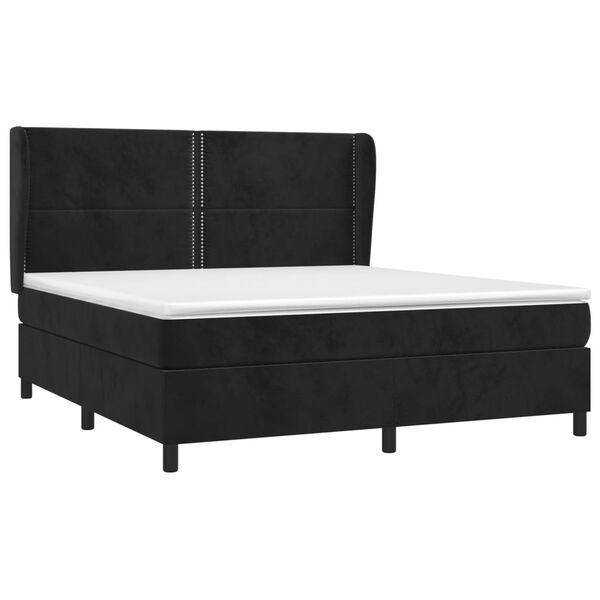 vidaXL Box spring postel s matrac&iacute; čern&aacute; 160x200 cm samet