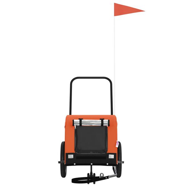 vidaXL Vozík za kolo pro psa oranžový a černý oxfordská tkanina/železo